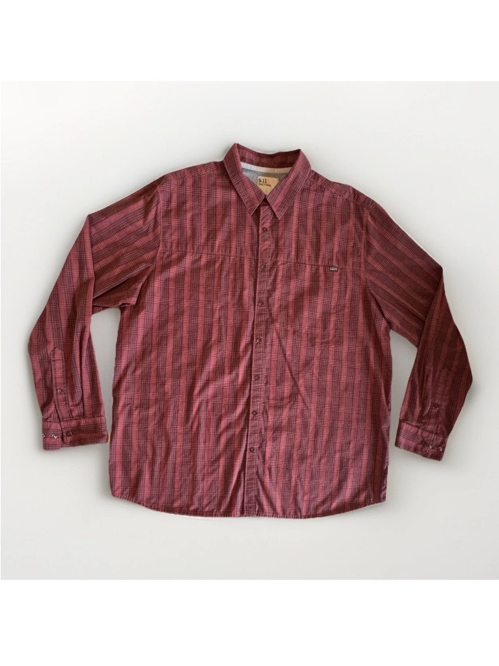 5.11 Tactical Men’s XL Red Plaid Shirt Long Sleeve Button Down Cotton Twill Work